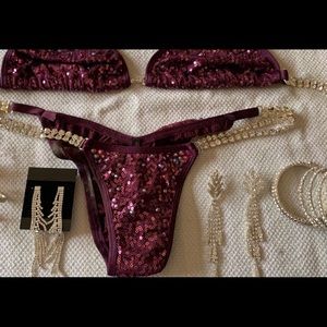 “NPC”Deep purple Body physique competition suit